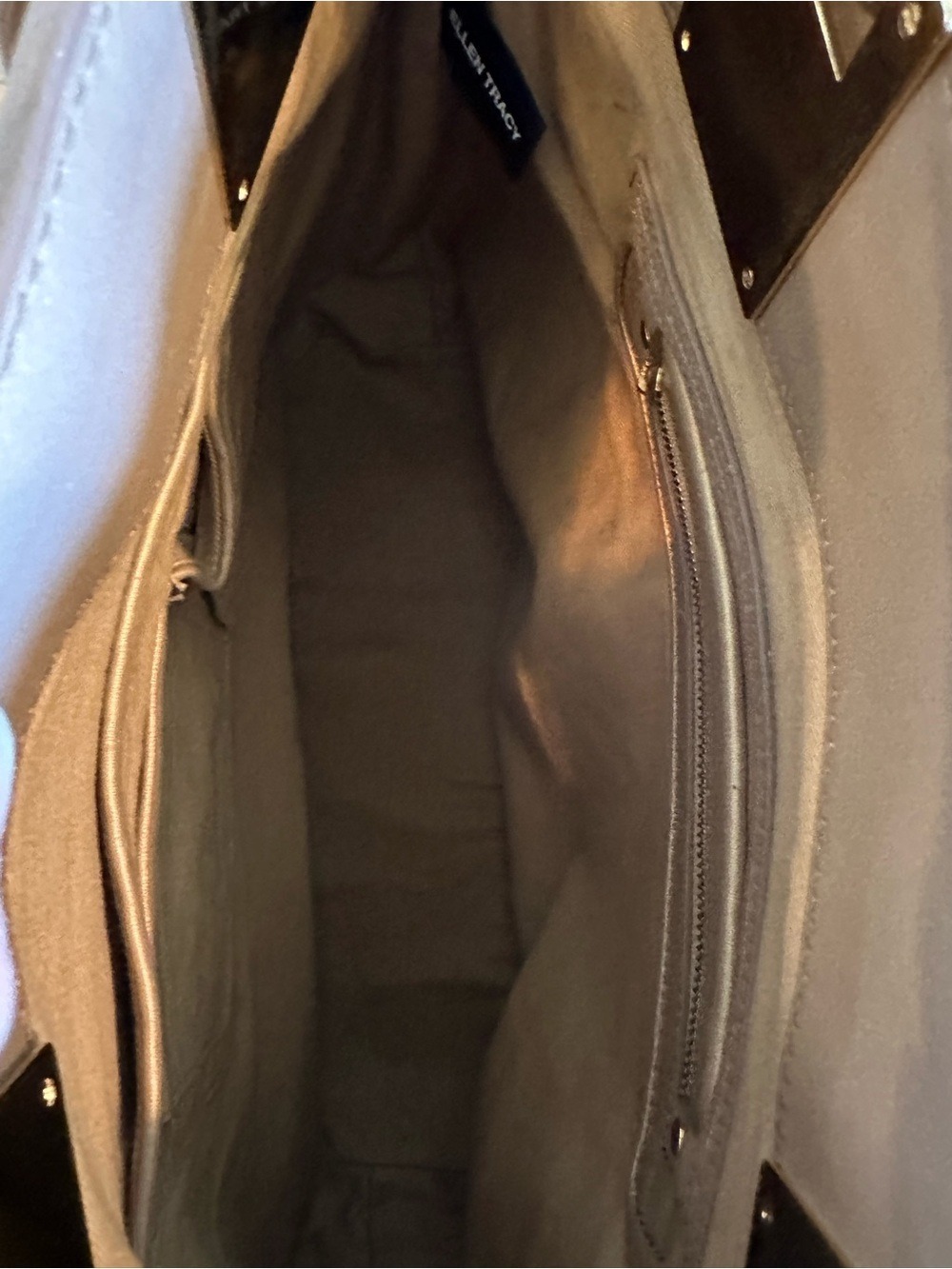 Ellen Tracy Woven Light Gold Leather Large Tote - Picture 4 of 7